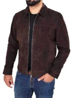 70's Style Men's Suede Leather Bomber Jacket (1) - the creative leather