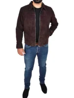 70's Style Men's Suede Leather Bomber Jacket (2)