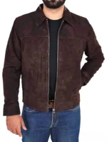 70's Style Men's Suede Leather Bomber Jacket (3)