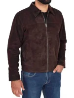 70's Style Men's Suede Leather Bomber Jacket (4)