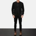 70's Style Men's Suede Leather Bomber Jacket