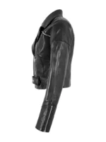 80’s Cropped Real Leather Jacket Short Body Black Biker Fashion 4392 (1)