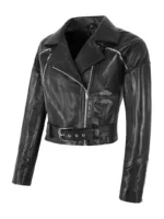Black Moto Leather Jacket - cropped leather jacket