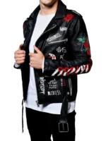 printed biker jacket