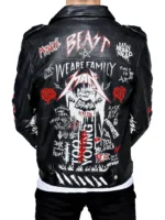 black leather biker jacket back side