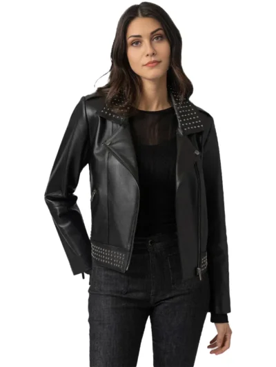 BLACK STUDDED BIKER JACKET