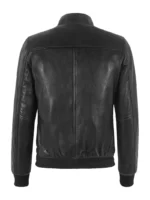 Womens Black Leather Bomber Jacket