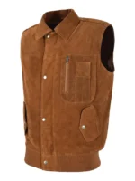 Tan Suede Collar Leather vest
