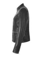 Biker Black Leather Jacket Slim Fit Quilted Fashion Retro Style Katherine (4)