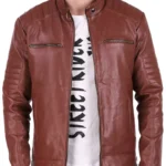 Biker Digital Printed Brown leather jacket For Men’s (1) - the creative leather