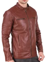 Biker Digital Printed Brown leather jacket For Men’s (3)