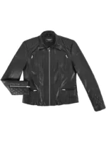 black biker leather jacket for women