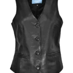 Black Casual Style Women's Waistcoat – Genuine Soft Leather, Model WC 5701 (1) - the creative leather