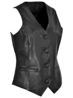 Black Casual Style Women's Waistcoat – Genuine Soft Leather, Model WC 5701 (2)