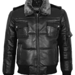 Black Collar Men's Puffer Jacket - thecreativeleather.com
