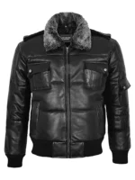 Black Collar Men's Puffer Jacket - thecreativeleather.com