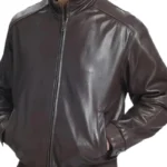 brown Lambskin Leather Bomber Jacket for Men (4) - the creative leather