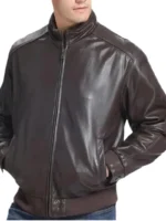 brown Lambskin Leather Bomber Jacket for Men (4) - the creative leather