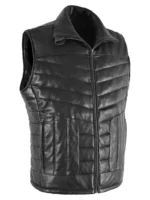 Black Lambskin Quilted Puffer Waistcoat Gilet for Men – FORMULA Real Leather Vest (4)
