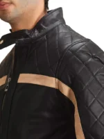 Black Leather Bomber Biker Jacket (1)