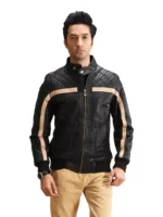 Black Leather Bomber Biker Jacket - the creative leather