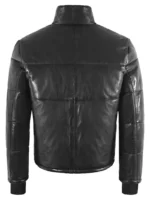 Black Real Leather Short Padded Winter Jacket - EVEREST Leather Puffer (5)