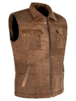 Bodywarmer Vest Vintage Brown Buff Gilet Puffer Quilted Waistcoat 9595 (1)
