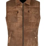 Body Warmer Vest Vintage Brown Buff Gilet Puffer Quilted Waistcoat 9595
