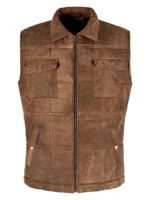 Body Warmer Vest Vintage Brown Buff Gilet Puffer Quilted Waistcoat 9595
