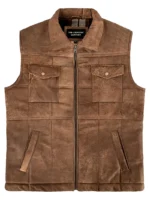 Bodywarmer Vest Vintage Brown Buff Gilet Puffer Quilted Waistcoat 9595 (4)