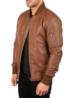 Brown Leather Bomber Jacket by Bomia (3)