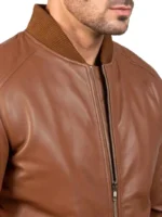 Brown Leather Bomber Jacket by Bomia (5)