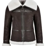Women’s Shearling Sheepskin Jacket B3 Aviator Brown Leather