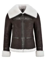 Women’s Shearling Sheepskin Jacket B3 Aviator Brown Leather