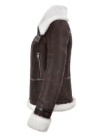 Women’s Shearling Sheepskin Jacket B3 Aviator Brown Leather side view