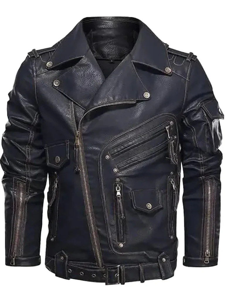 COWHIDE BIKER LEATHER JACKET (1) - the creative leather