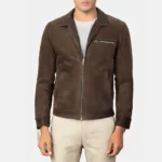 Chocolate Classic Soft Suede Leather Biker Jacket for Men