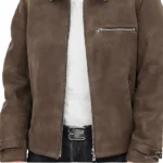 Chocolate Classic Soft Suede Leather Biker Jacket for Men