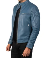 Classic Blue Men’s Leather Jacket (2)