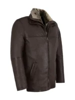 Classic Hip-Length Brown Napa Leather Jacket for Men with Fur Collar – Jingo (3)