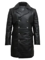 Classic Military-Style Real Leather Coat with German Naval Influence for Men - Model 9490