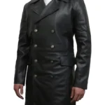 Classic Military Style Real Leather Coat