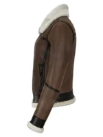 Classic B3 Brown Sheepskin Leather Jacket side