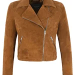 Tan Suede Leather Biker Jacket