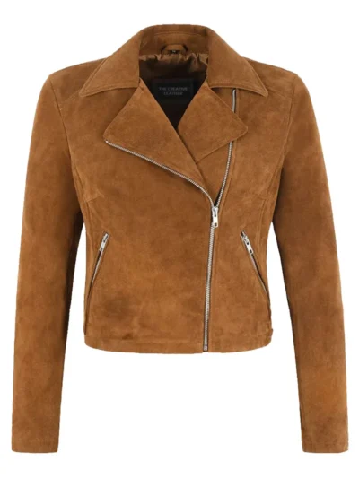 Tan Suede Leather Biker Jacket