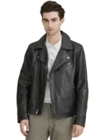 Classic Style Black Leather Motorcycle Jacket (4) - the creative leather.com