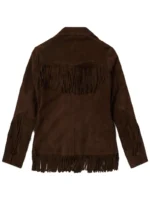 Classic Women’s Western Style Cow Suede Leather Jacket with Fringe (3)