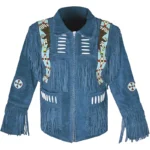 Men Cowboy Western Leather Jacket With Fringe