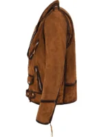 Dark Tan Waxed Biker Suede Leather Jacket for Men BRANDO (3)