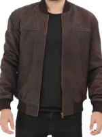 Dustin Brown Leather Bomber Jacket Men (3)